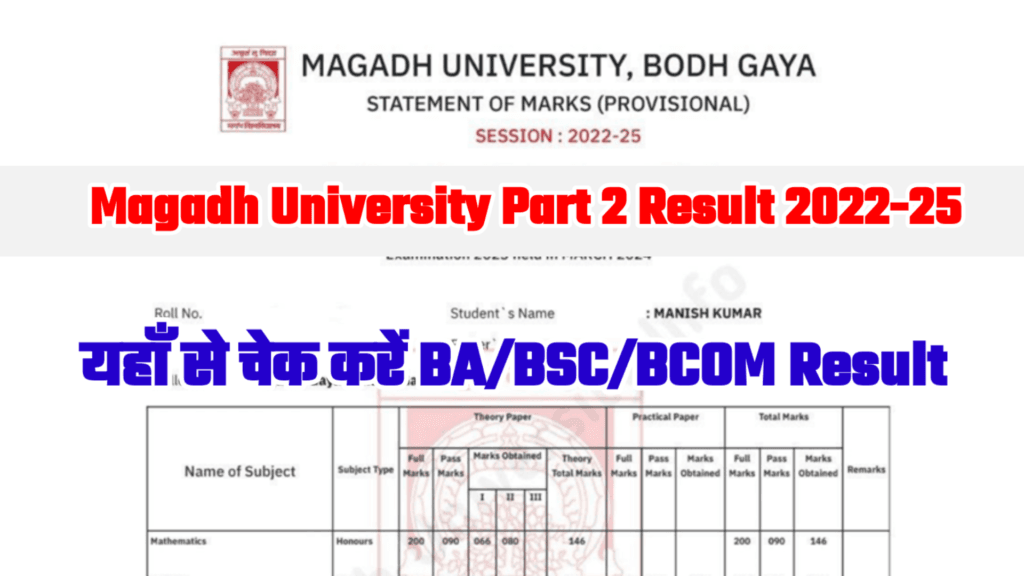 Magadh University Part 2 Result 2022-25
