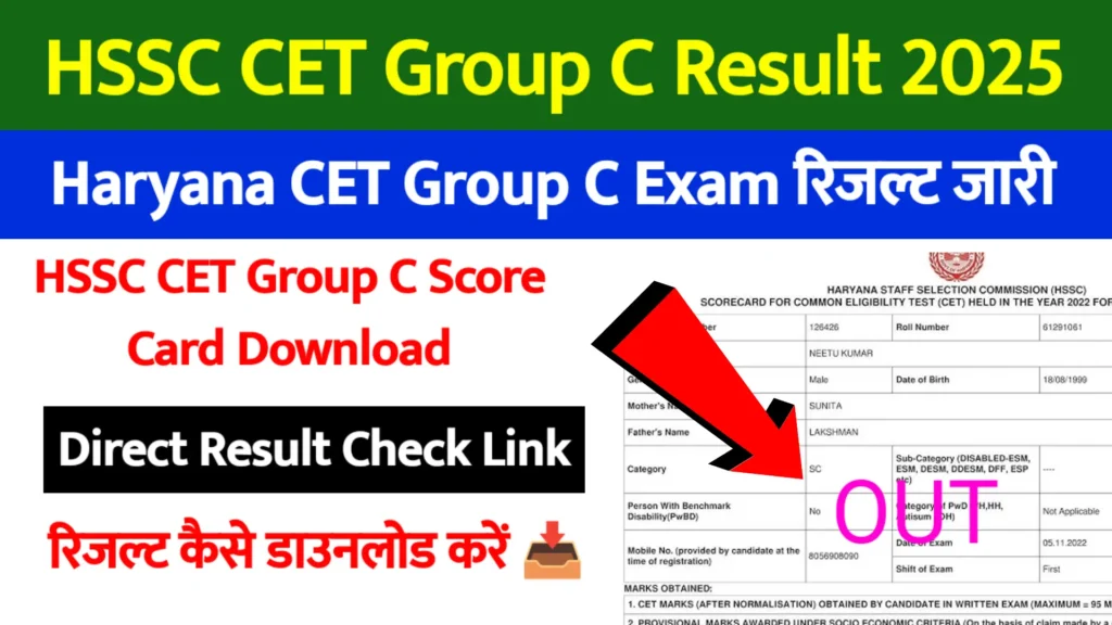HSSC CET परिणाम 2025