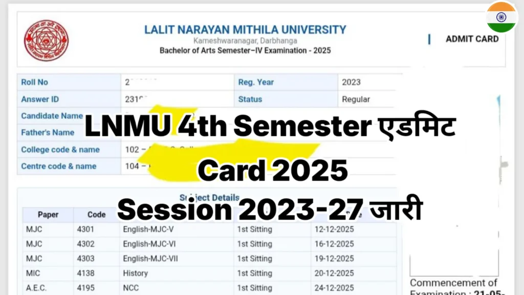 LNMU UG 4th Semester Admit Card 2023-27