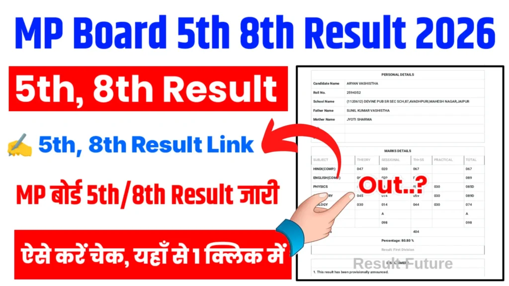 MP Board 5th 8th Result 2026
